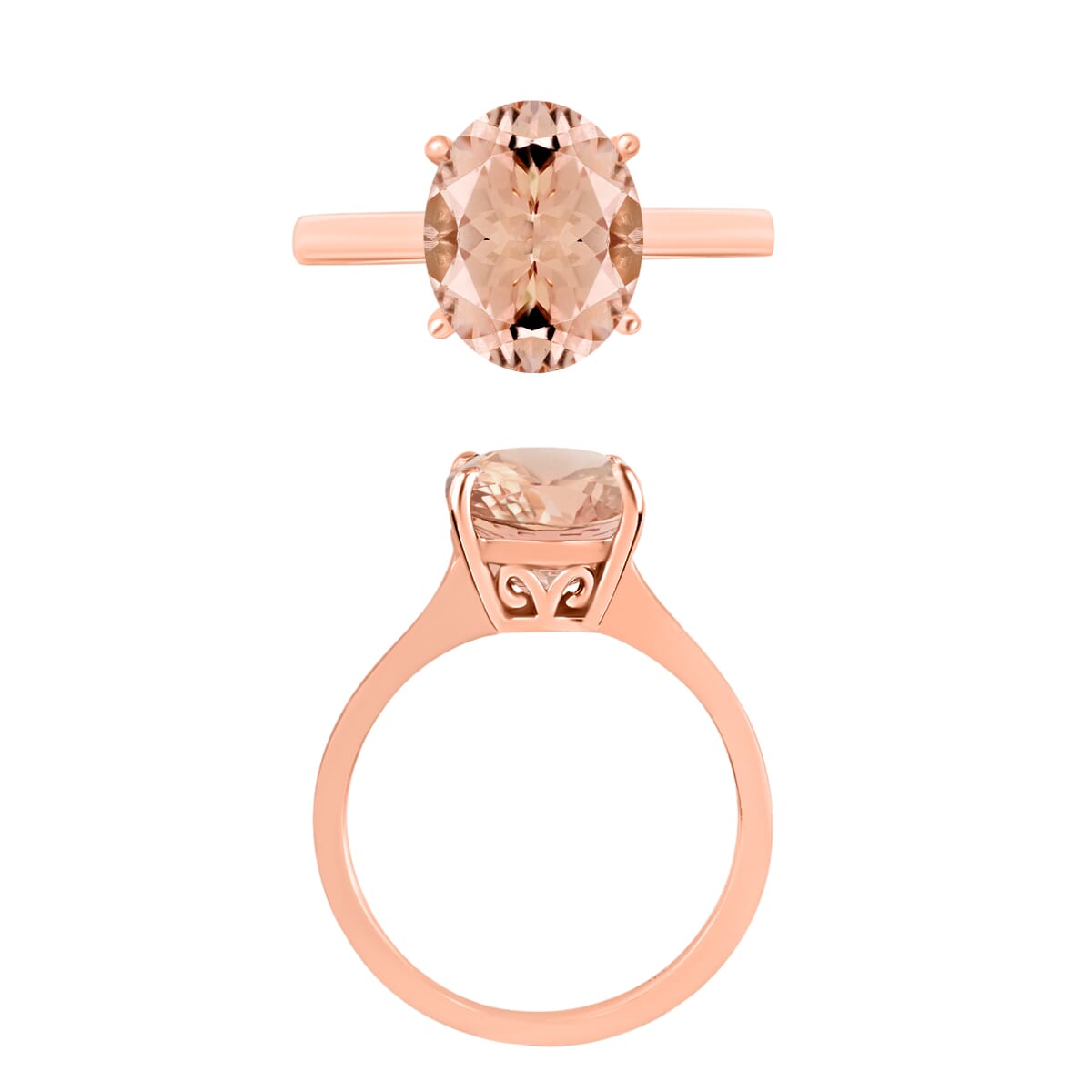 D'Joy Premium Marropino Morganite 2.40 ctw Solitaire Ring in Vermeil Rose Gold Over Sterling Silver (Size 5.5) image number 3