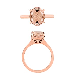 D'Joy Premium Marropino Morganite 2.40 ctw Solitaire Ring in Vermeil Rose Gold Over Sterling Silver (Size 5.5)