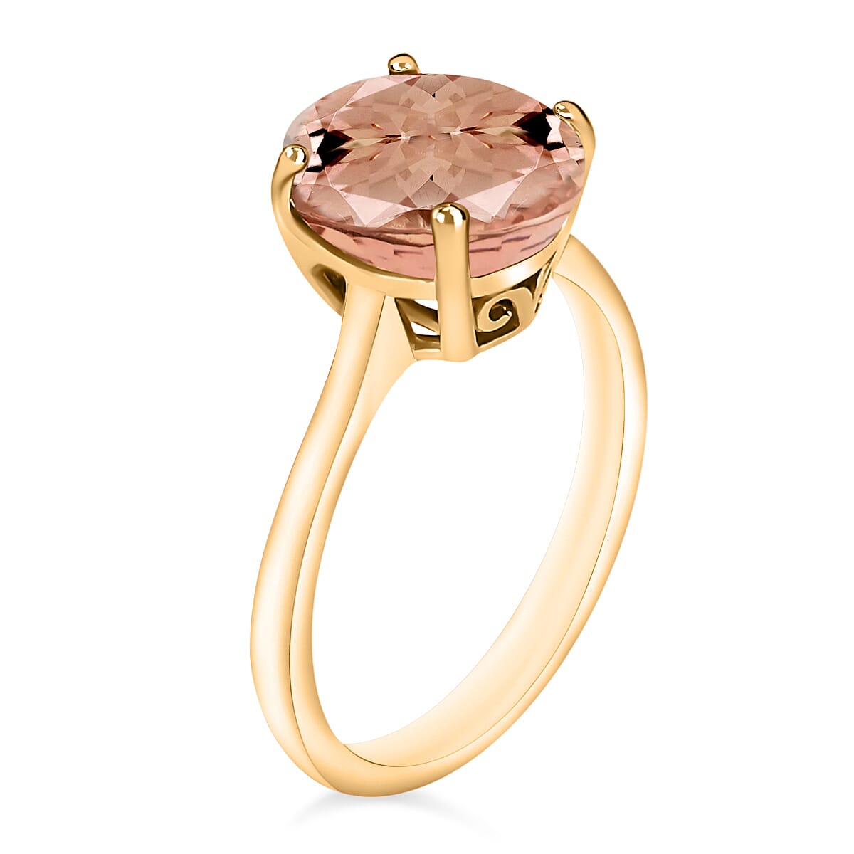 Premium Marropino Morganite 2.40 ctw Solitaire Ring in Vermeil Yellow Gold Over Sterling Silver (Size 7.0) (Del. in 10-12 Days) image number 2