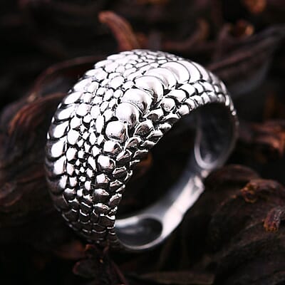 Bali Legacy Sterling Silver Dragon Skin Pattern Ring (Size 10.0) 5.25 Grams