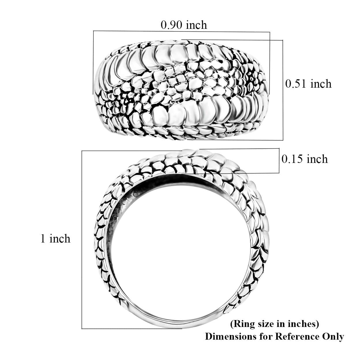 Bali Legacy Sterling Silver Dragon Skin Pattern Ring (Size 10.0) 5.25 Grams image number 5