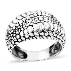 Bali Legacy Sterling Silver Dragon Skin Pattern Ring (Size 5.0) 5.25 Grams