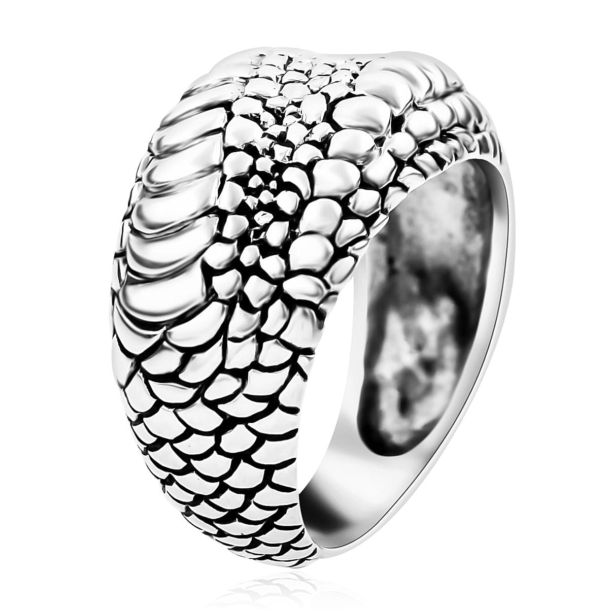 Bali Legacy Sterling Silver Dragon Skin Pattern Ring (Size 9.0) 5.25 Grams image number 3