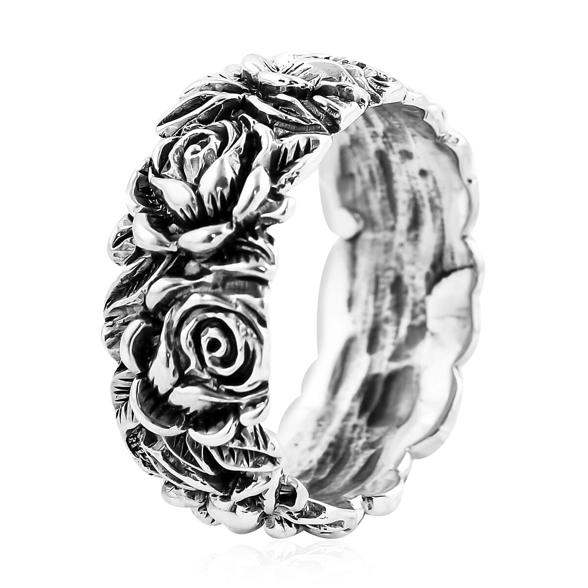 Bali Legacy Sterling Silver Flower Band Ring (Size 10.0) 4.70 Grams image number 3