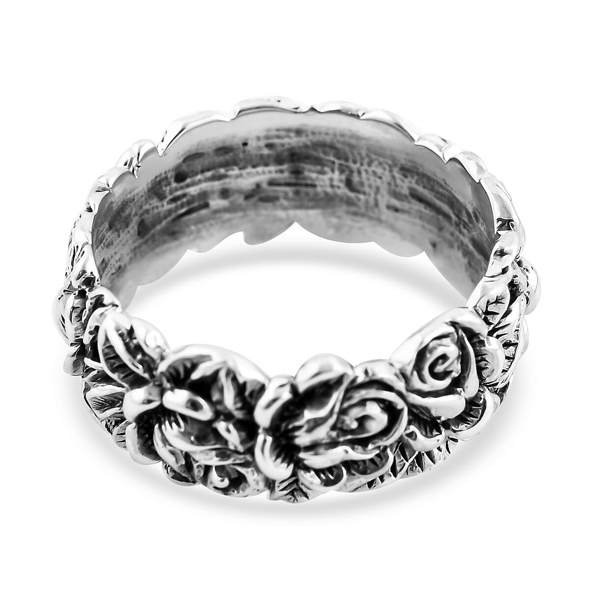 Bali Legacy Sterling Silver Flower Band Ring (Size 7.0) 4.70 Grams image number 4