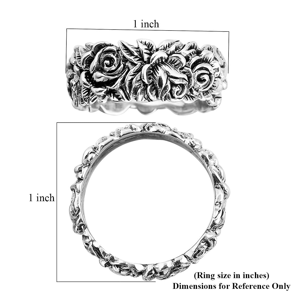 Bali Legacy Sterling Silver Flower Band Ring (Size 7.0) 4.70 Grams image number 5