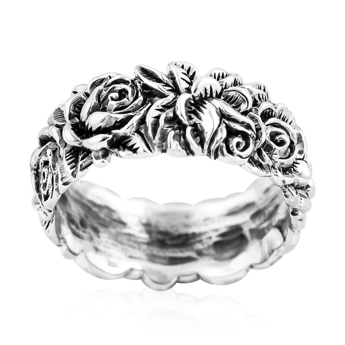 Bali Legacy Sterling Silver Flower Band Ring (Size 8.0) 4.70 Grams image number 0