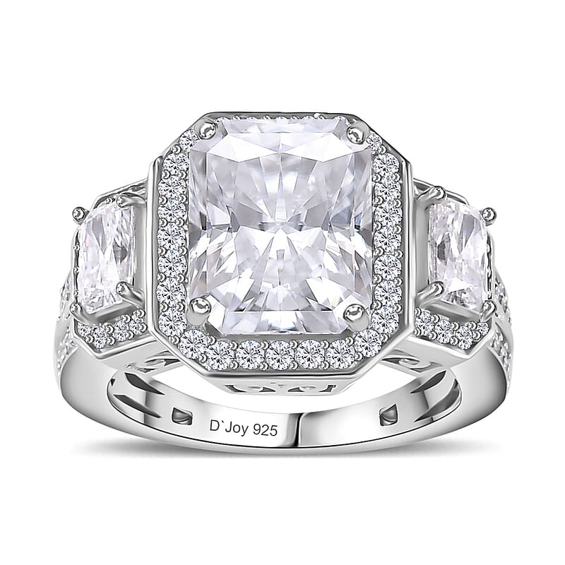 Moissanite Triple Halo Ring in Platinum Over Sterling Silver (Size 10.0) 5.10 ctw