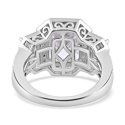 Moissanite Triple Halo Ring in Platinum Over Sterling Silver (Size 10.0) 5.10 ctw