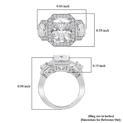 Moissanite Triple Halo Ring in Platinum Over Sterling Silver (Size 10.0) 5.10 ctw
