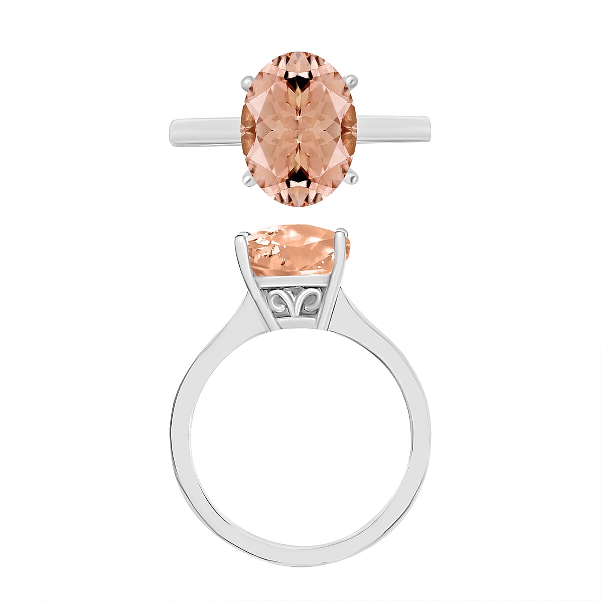 Luxoro AAA Marropino Morganite 2.40 ctw Solitaire Ring in 14K White Gold (Size 11.5) 4 Grams (Del. in 10-12 Days) image number 3