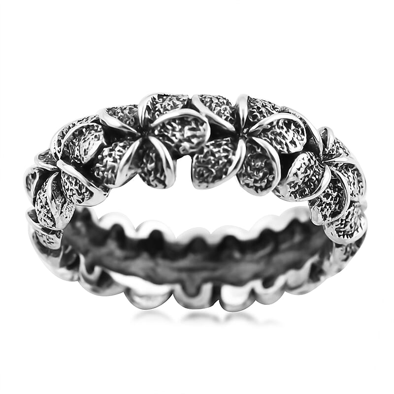 Bali Legacy Sterling Silver Floral Band Ring (Size 10.0) 5 Grams