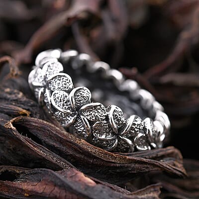Bali Legacy Sterling Silver Floral Band Ring (Size 10.0) 5 Grams