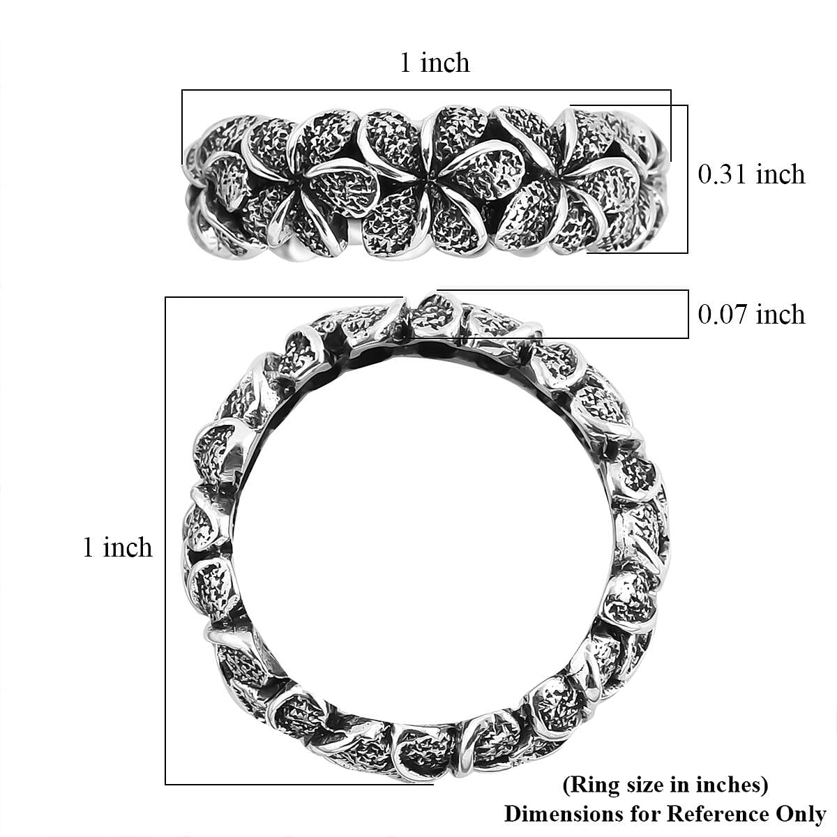 Bali Legacy Sterling Silver Floral Band Ring (Size 10.0) 5 Grams