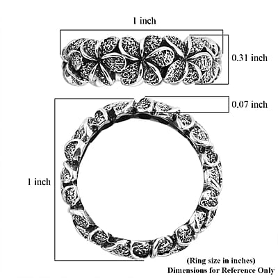 Bali Legacy Sterling Silver Floral Band Ring (Size 10.0) 5 Grams