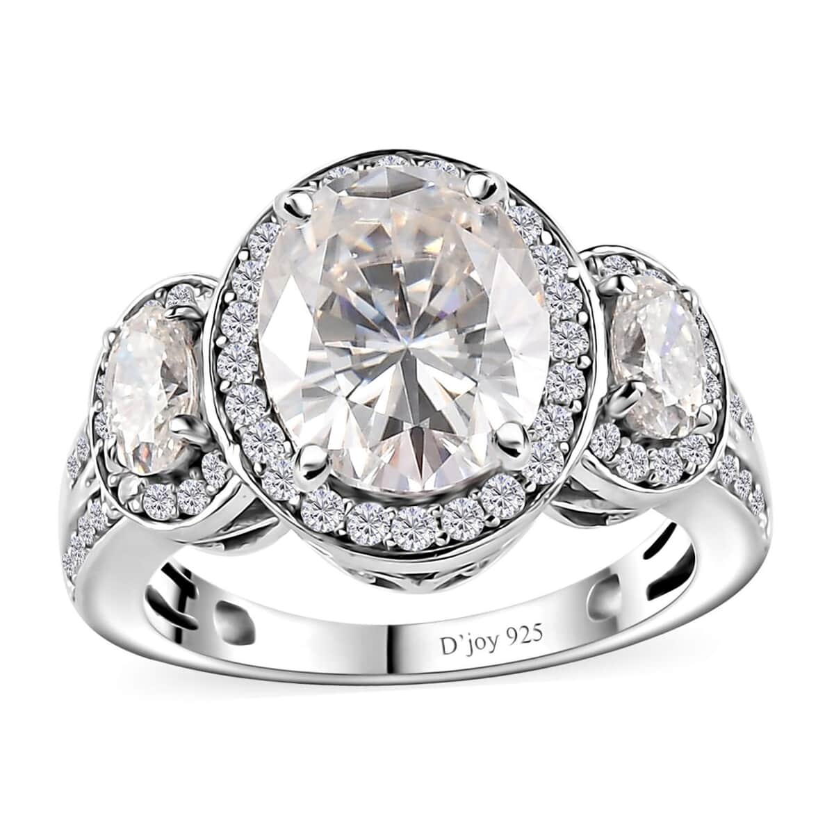 Moissanite Triple Halo Ring in Platinum Over Sterling Silver (Size 7.0) 3.75 ctw image number 0