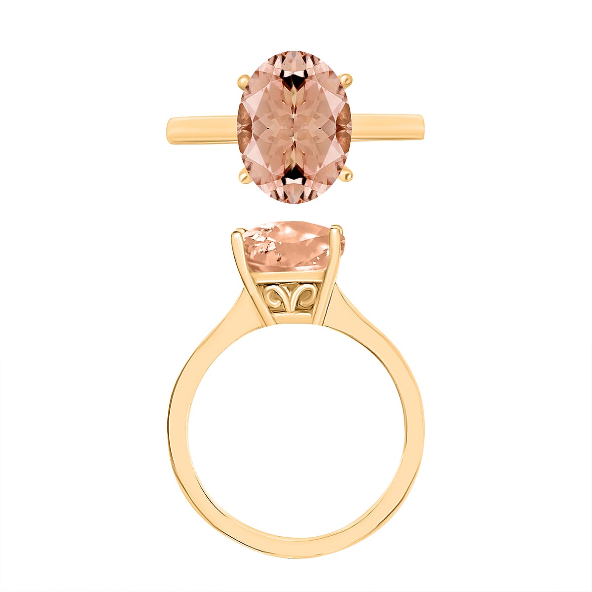 Luxoro AAA Marropino Morganite 2.40 ctw Solitaire Ring in 14K Yellow Gold (Size 10.0) 4 Grams (Del. in 10-12 Days) image number 3