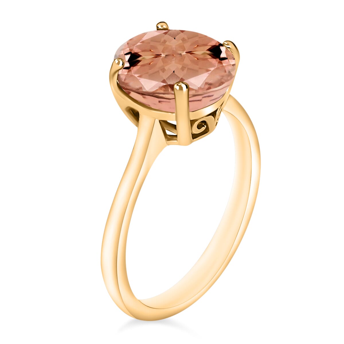 Luxoro AAA Marropino Morganite 2.40 ctw Solitaire Ring in 14K Yellow Gold (Size 5.5) 4 Grams image number 2