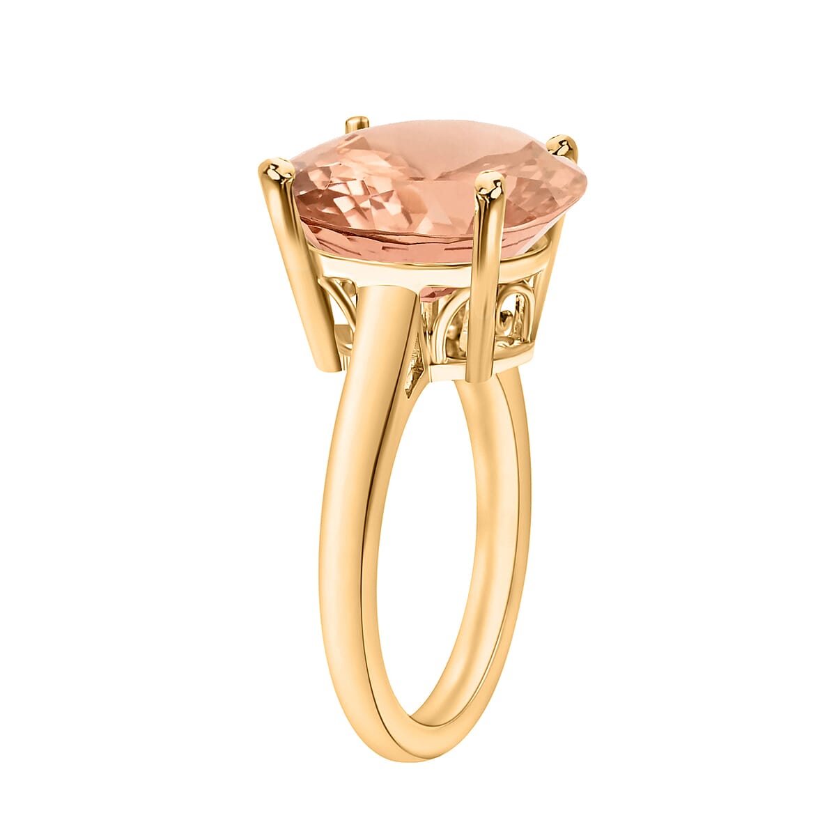 Luxoro AAA Marropino Morganite 4.40 ctw Solitaire Ring in 14K Yellow Gold (Size 7.5) 4 Grams (Del. in 10-12 Days) image number 2