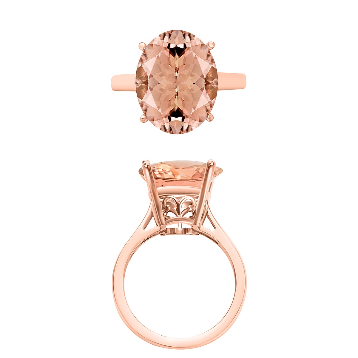 Luxoro AAA Marropino Morganite 4.40 ctw Solitaire Ring in 14K Rose Gold (Size 6.5) 4 Grams (Del. in 10-12 Days) image number 3