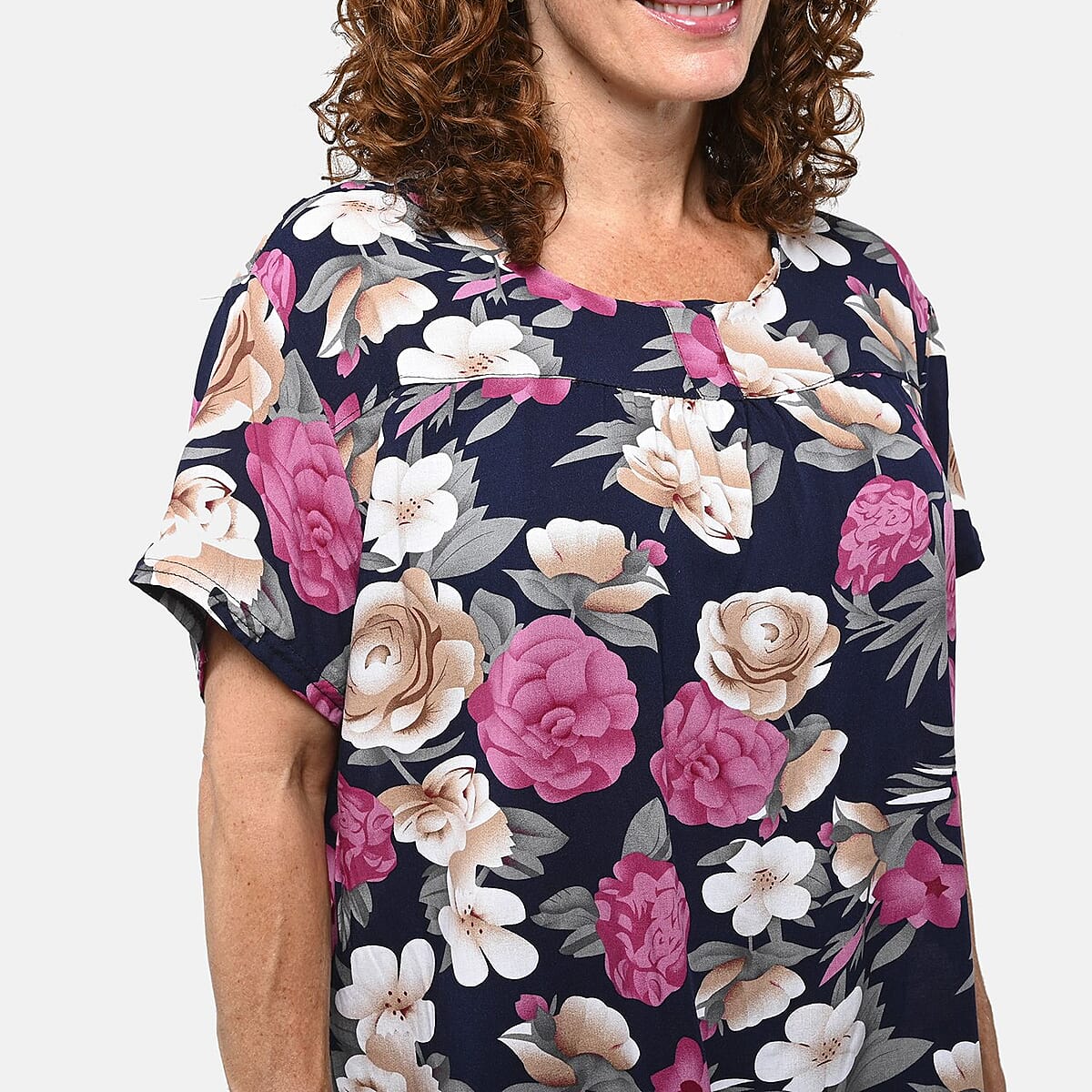 Tamsy Pink Rose 2 Piece Lounge Set with Wide Leg Pants - One Size Fits Most image number 3