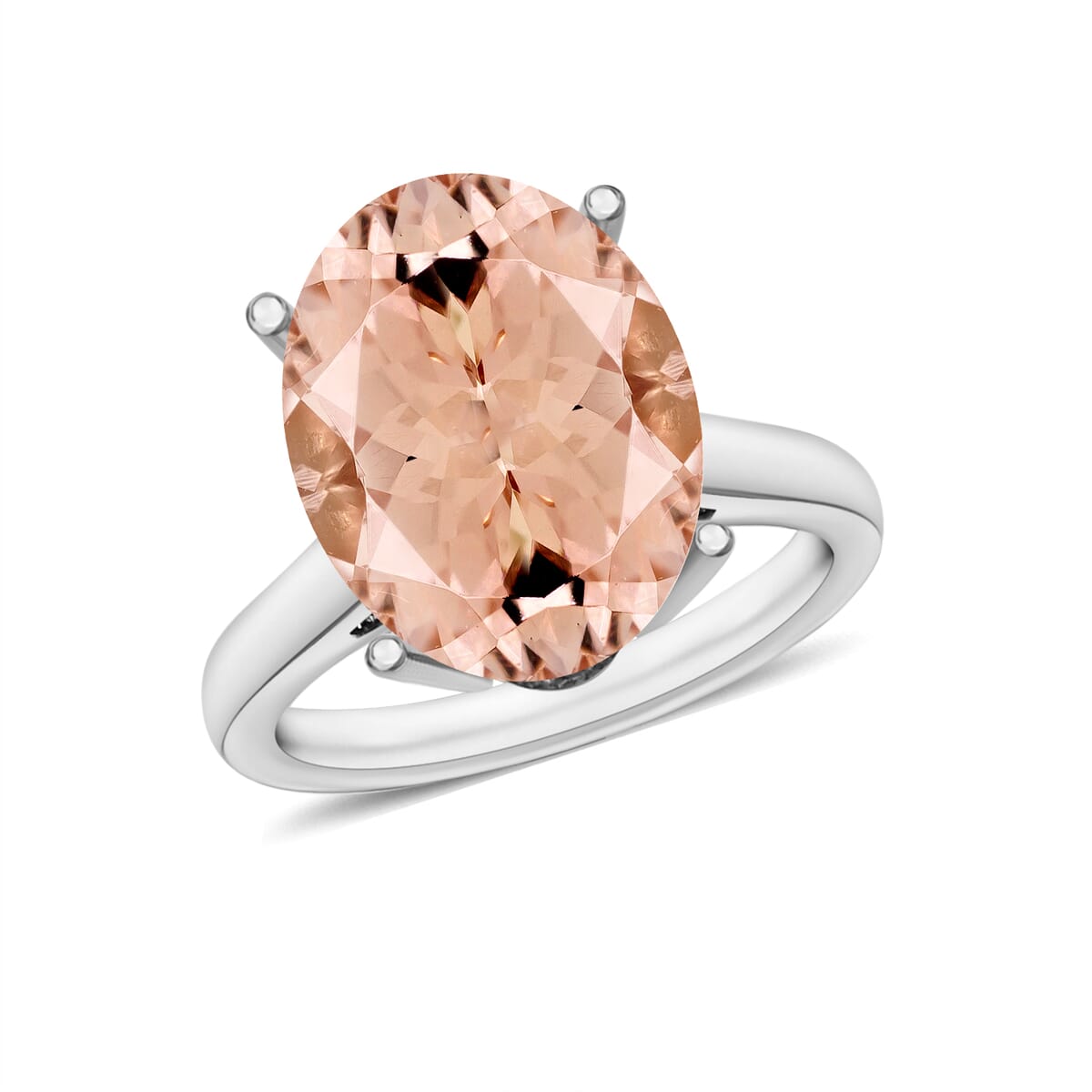 Marropino Morganite 4.40 ctw Solitaire Ring in Platinum Over Sterling Silver (Size 10) image number 0