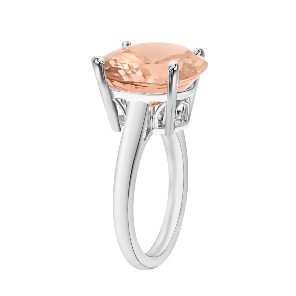 Marropino Morganite 4.40 ctw Solitaire Ring in Platinum Over Sterling Silver (Size 10) image number 1