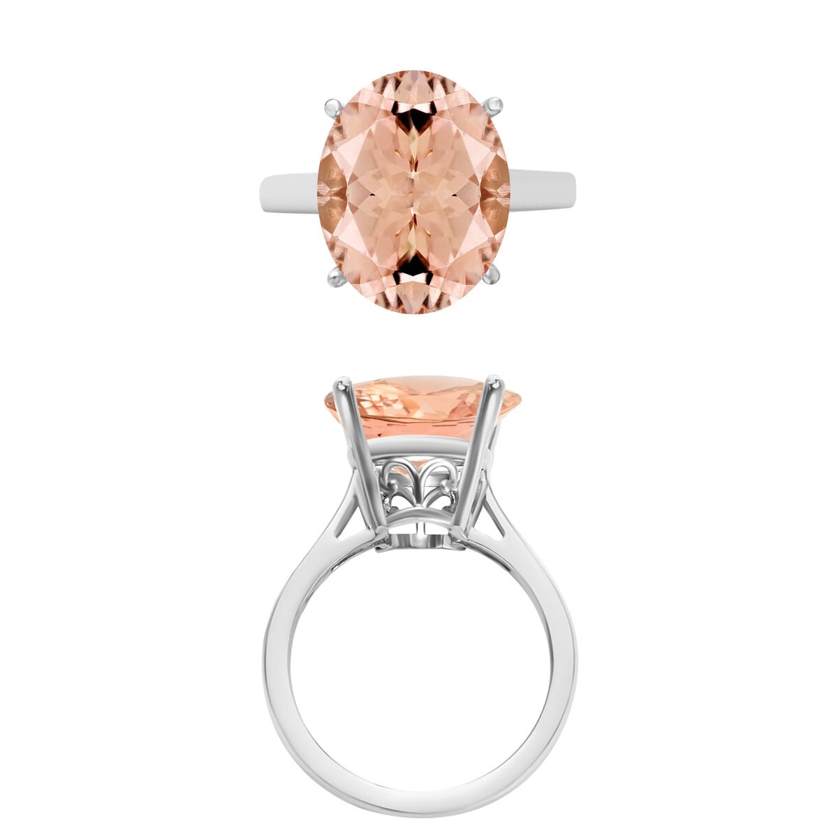 Marropino Morganite 4.40 ctw Solitaire Ring in Platinum Over Sterling Silver (Size 10) image number 2