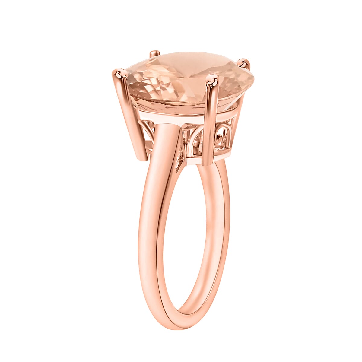 Marropino Morganite 4.40 ctw Solitaire Ring in Vermeil Rose Gold Over Sterling Silver (Size 9.0) (Del. in 10-12 Days) image number 2