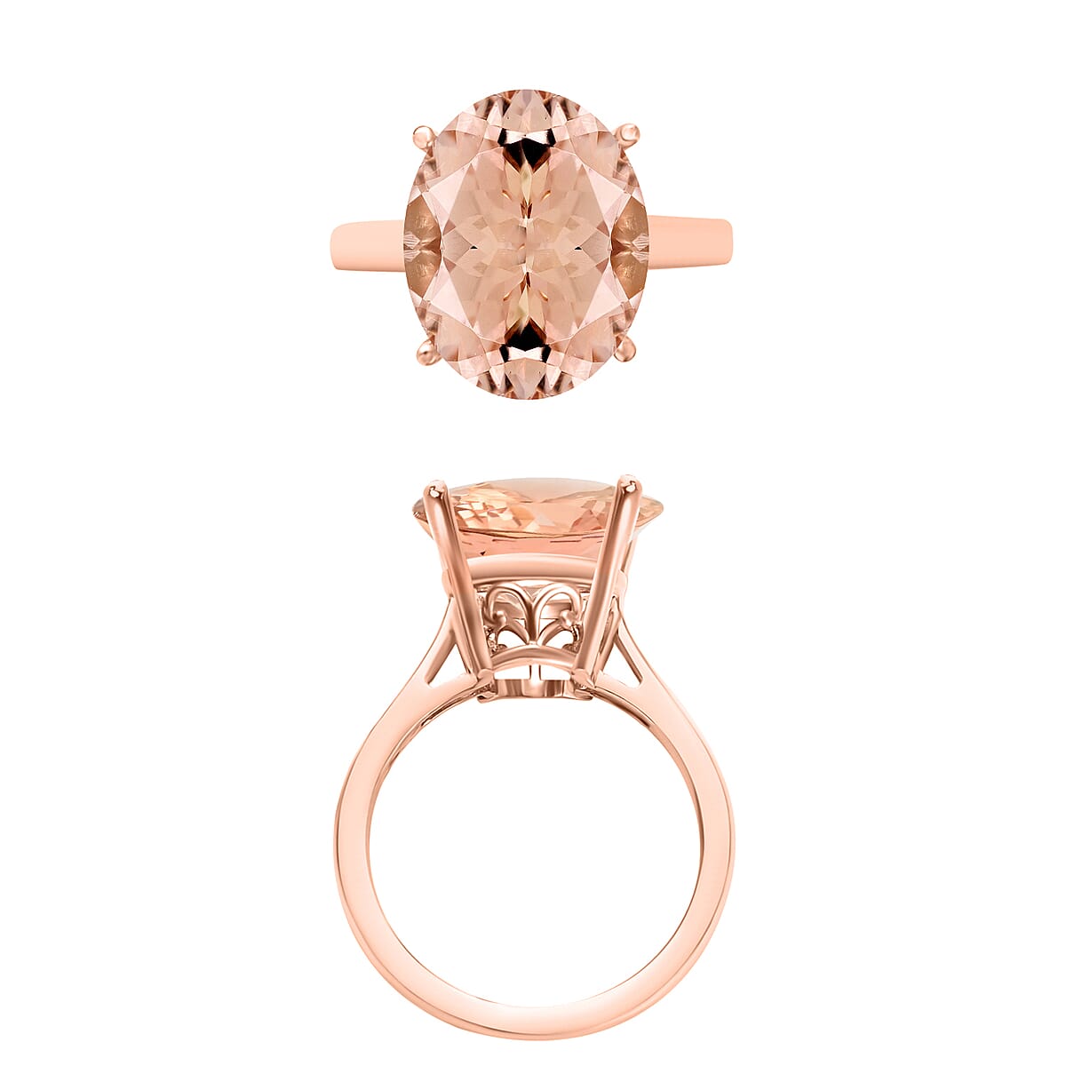 Marropino Morganite 4.40 ctw Solitaire Ring in Vermeil Rose Gold Over Sterling Silver (Size 9.0) (Del. in 10-12 Days) image number 3
