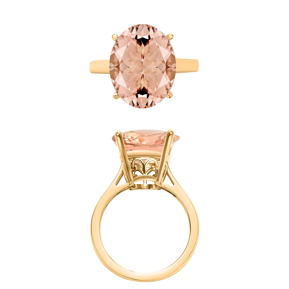 Marropino Morganite 4.40 ctw Solitaire Ring in Vermeil Yellow Gold Over Sterling Silver (Size 5.0) (Del. in 10-12 Days) image number 3