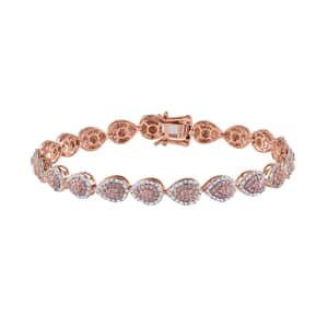 Luxoro 10K Rose Gold Natural Pink and White Diamond (I3-G-H)Bracelet (7.25 In) 10 Grams 2.50 ctw