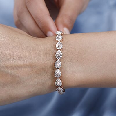 Luxoro 10K Rose Gold Natural Pink and White Diamond (I3-G-H)Bracelet (7.25 In) 10 Grams 2.50 ctw