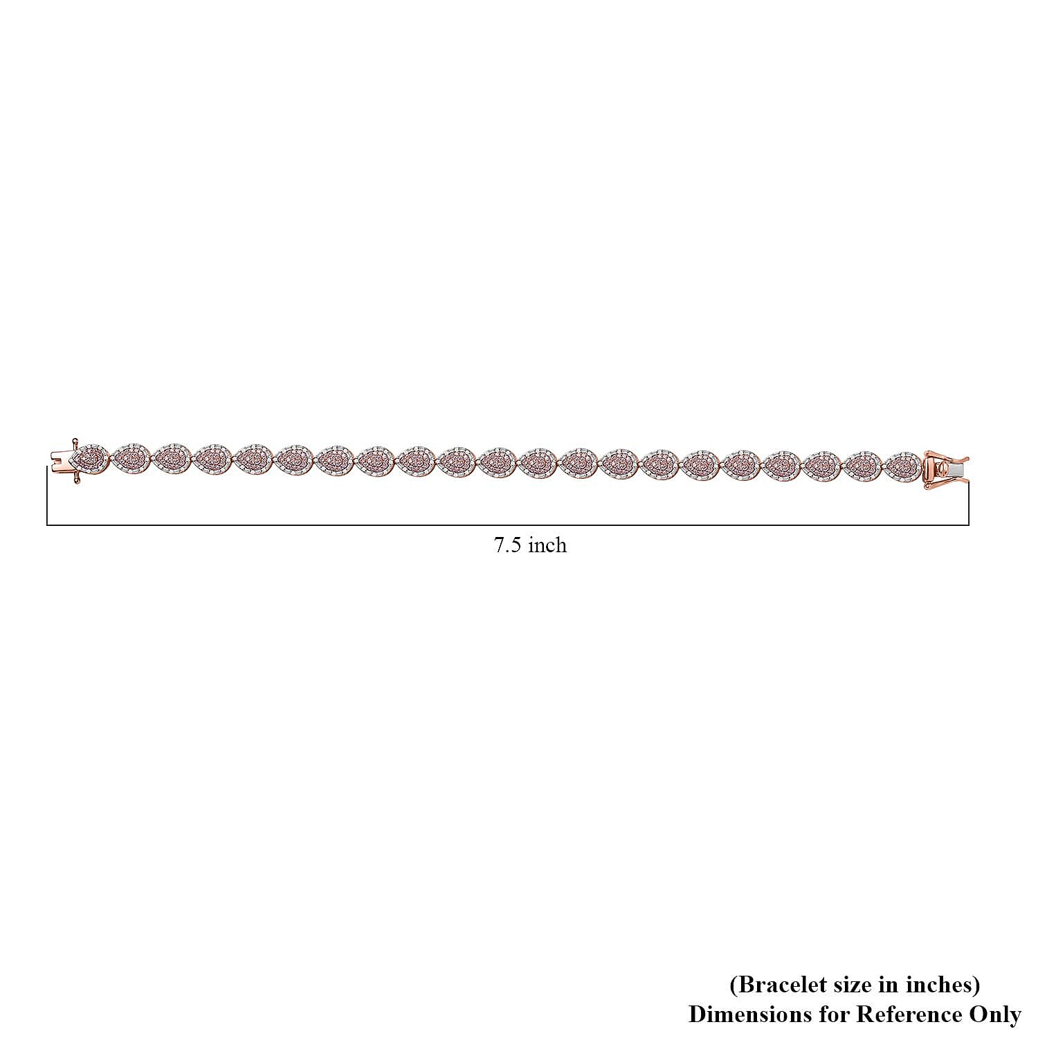 Luxoro 10K Rose Gold Natural Pink and White Diamond (I3-G-H)Bracelet (7.25 In) 10 Grams 2.50 ctw
