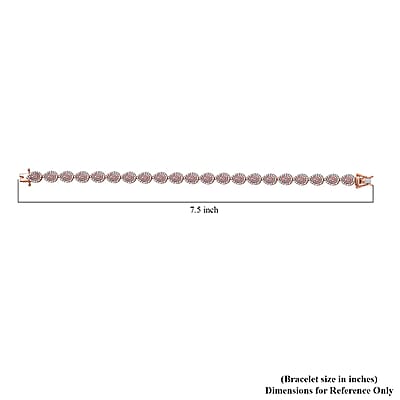 Luxoro 10K Rose Gold Natural Pink and White Diamond (I3-G-H)Bracelet (7.25 In) 10 Grams 2.50 ctw