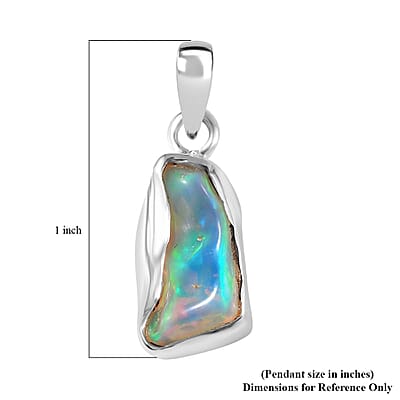 Artisan Crafted Rough Cut Ethiopian Welo Opal Solitaire Pendant in Sterling Silver 2.00 ctw
