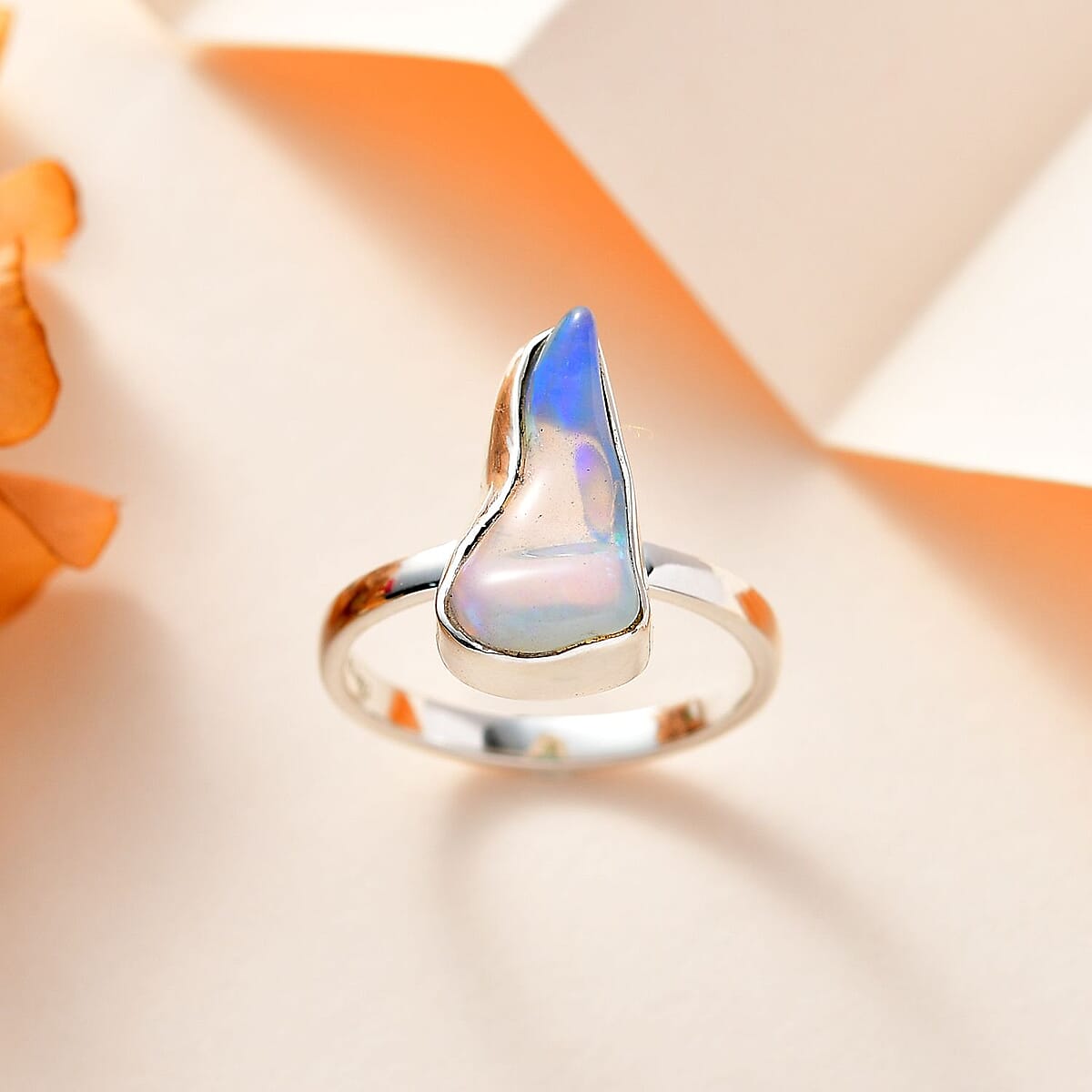 Artisan Crafted Rough Cut Ethiopian Welo Opal Solitaire Ring in Sterling Silver (Size 5.0) 2.15 ctw image number 1