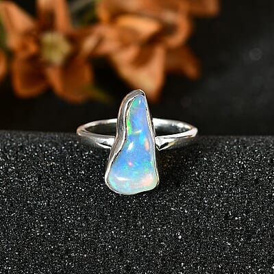 Artisan Crafted Rough Cut Ethiopian Welo Opal Solitaire Ring in Sterling Silver (Size 10.0) 2.15 ctw