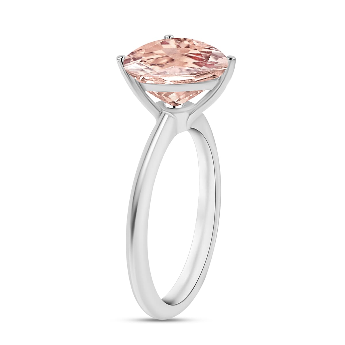 Luxoro AAA Marropino Morganite 1.30 ctw Solitaire Ring in 14K White Gold (Size 8.5) image number 2