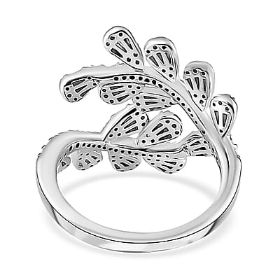 GP Italian Garden Collection Diamond Bypass Ring in Platinum Over Sterling Silver (Size 6.0) 1.00 ctw
