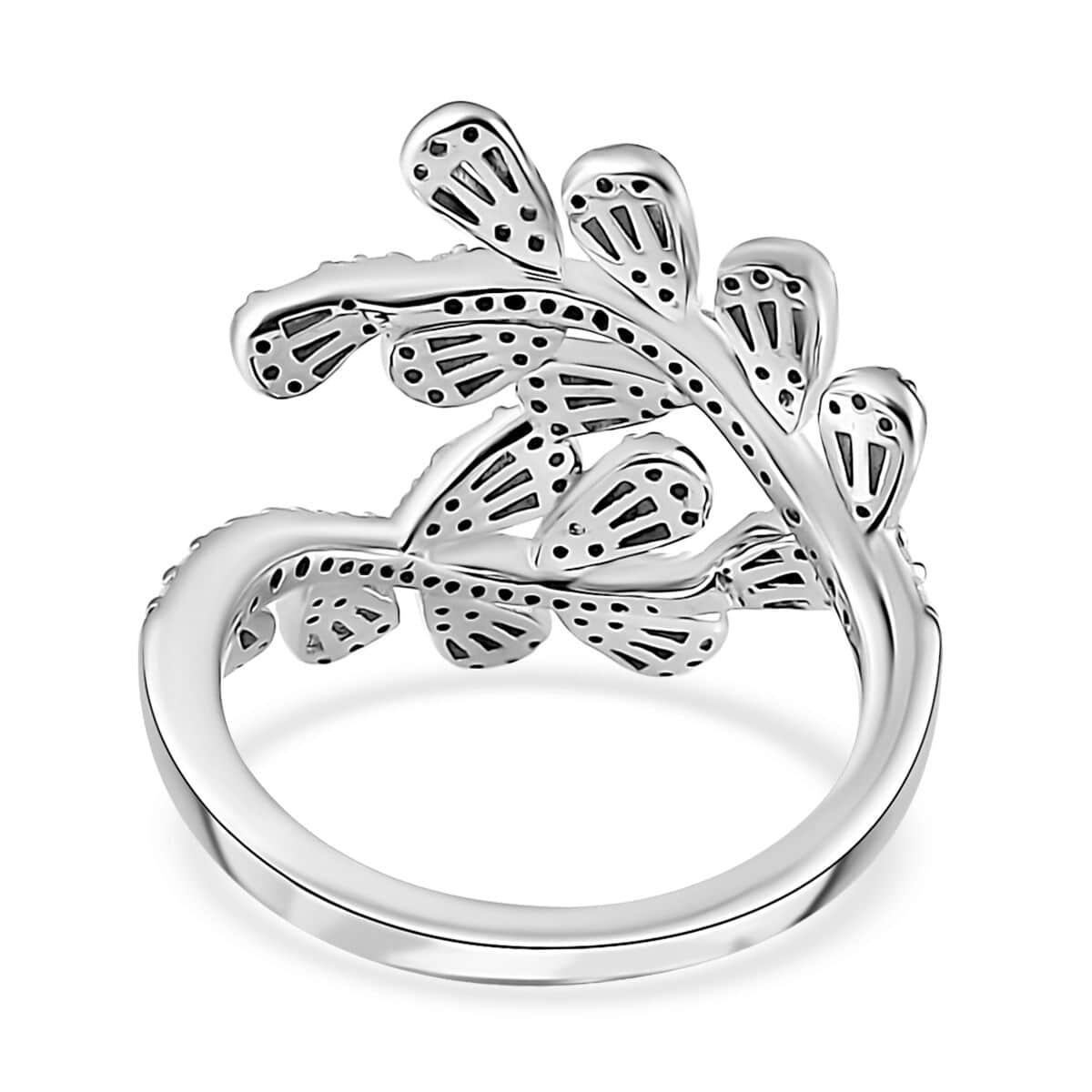 GP Italian Garden Collection Diamond Bypass Ring in Platinum Over Sterling Silver (Size 7.0) 1.00 ctw image number 4