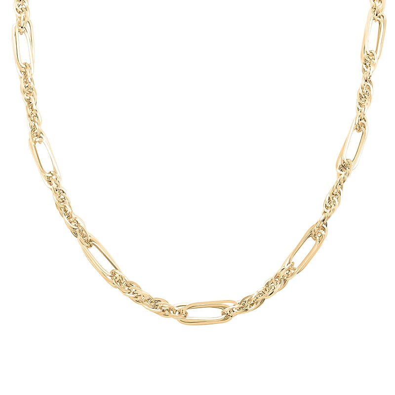 Figaro Fancy Italian 10K Yellow Gold Necklace 18-20 Inches 10.29 Grams