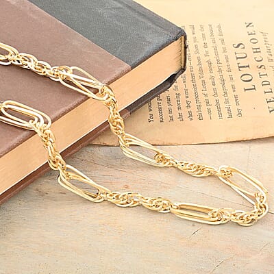 Figaro Fancy Italian 10K Yellow Gold Necklace 18-20 Inches 10.29 Grams