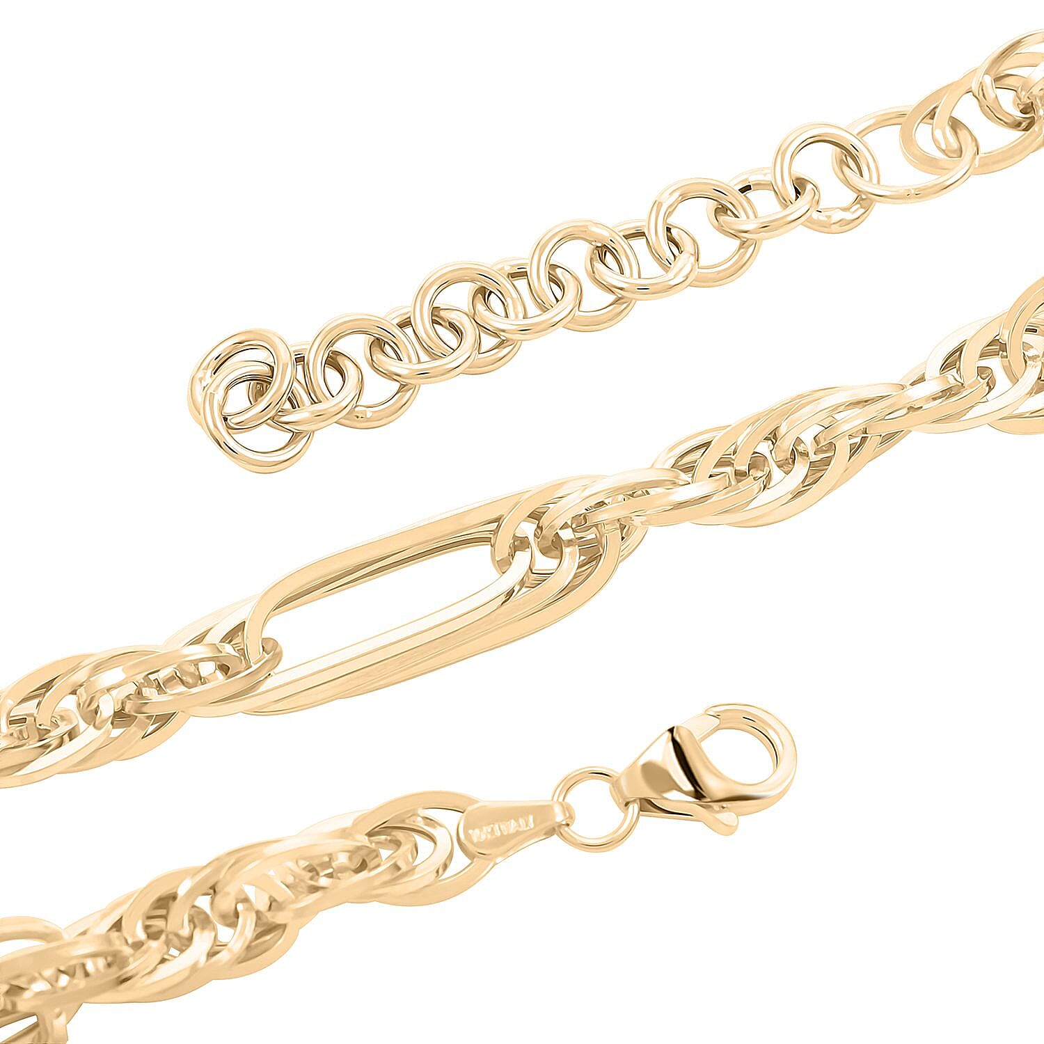 Figaro Fancy Italian 10K Yellow Gold Necklace 18-20 Inches 10.29 Grams