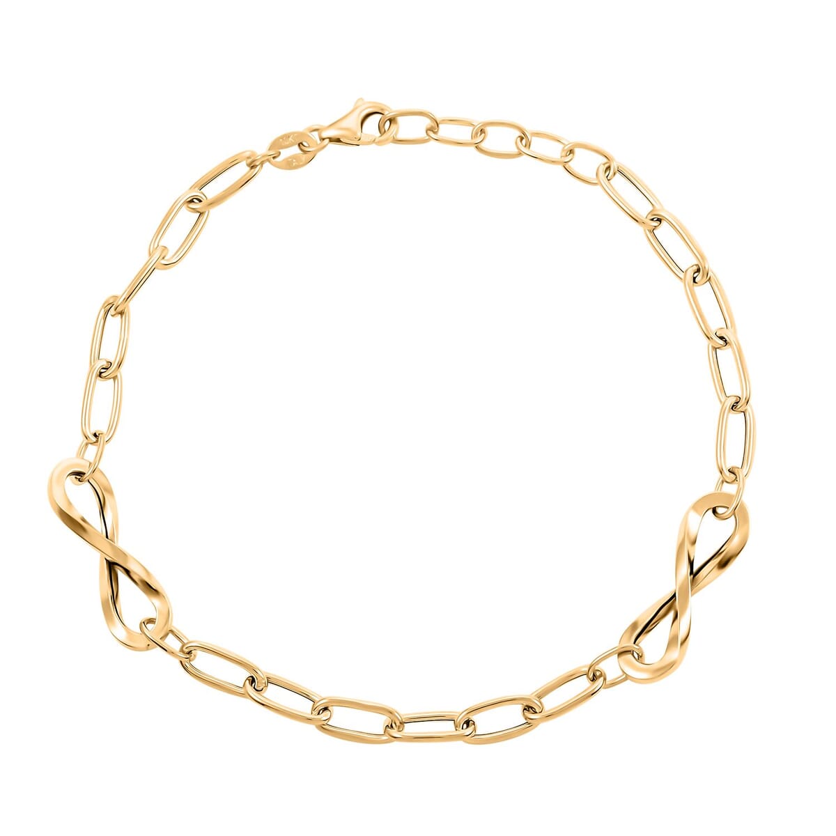 Infinito Link Italian 10K Yellow Gold 6.3mm Chain Bracelet (7.0-8.0In) 2.15 Grams image number 0