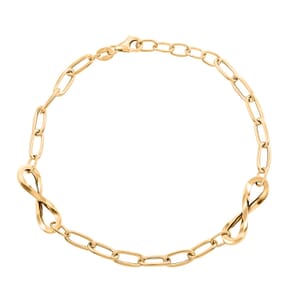 Infinito Link Italian 10K Yellow Gold 6.3mm Chain Bracelet (7.0-8.0In) 2.15 Grams