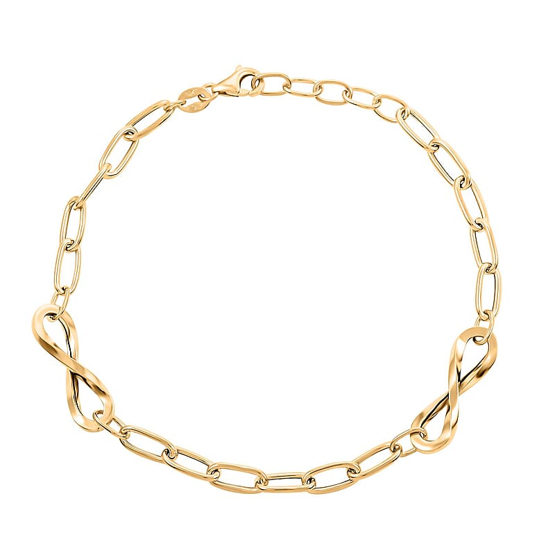 Infinito Link Italian 10K Yellow Gold 6.3mm Chain Bracelet (7.0-8.0In) 2.15 Grams