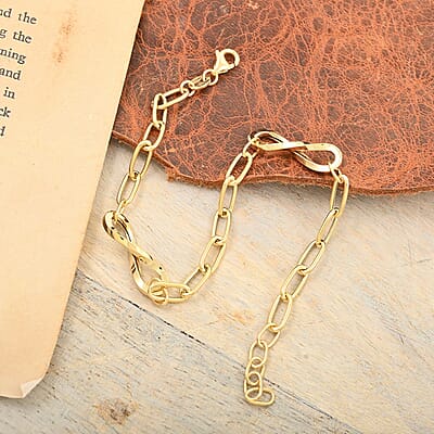 Infinito Link Italian 10K Yellow Gold 6.3mm Chain Bracelet (7.0-8.0In) 2.15 Grams