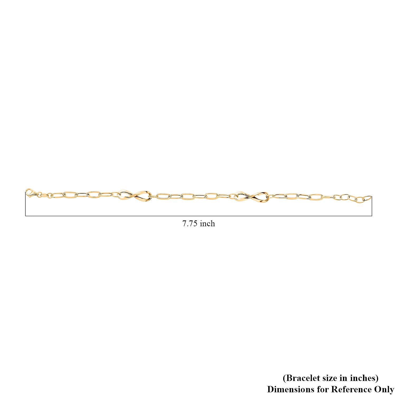 Infinito Link Italian 10K Yellow Gold 6.3mm Chain Bracelet (7.0-8.0In) 2.15 Grams