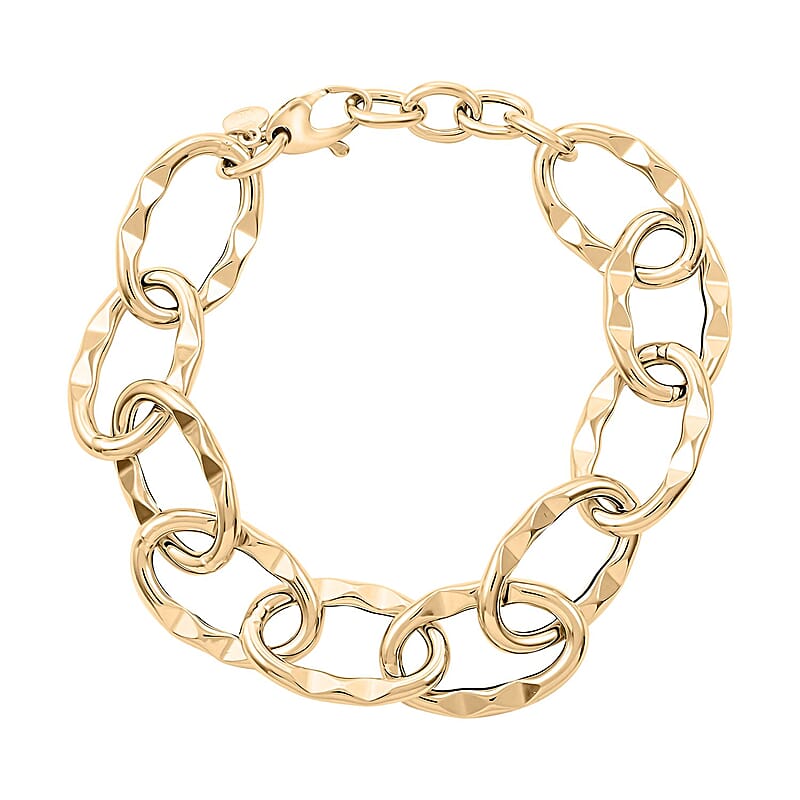 Roma Italian 10K Yellow Gold 13.7mm Chain Bracelet (7.0-8.0In) 5.60 Grams